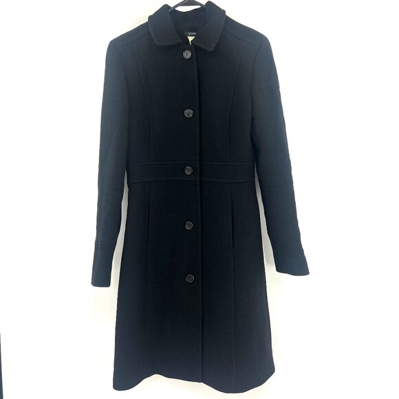J.Crew Black Wool Blend Long Coat Women's 6 - Picture 1 of 7